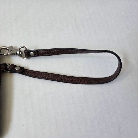 Fossil Wallet Brown Leather Black Tapestry Boho Maddox Wristlet - Picture 7 of 7